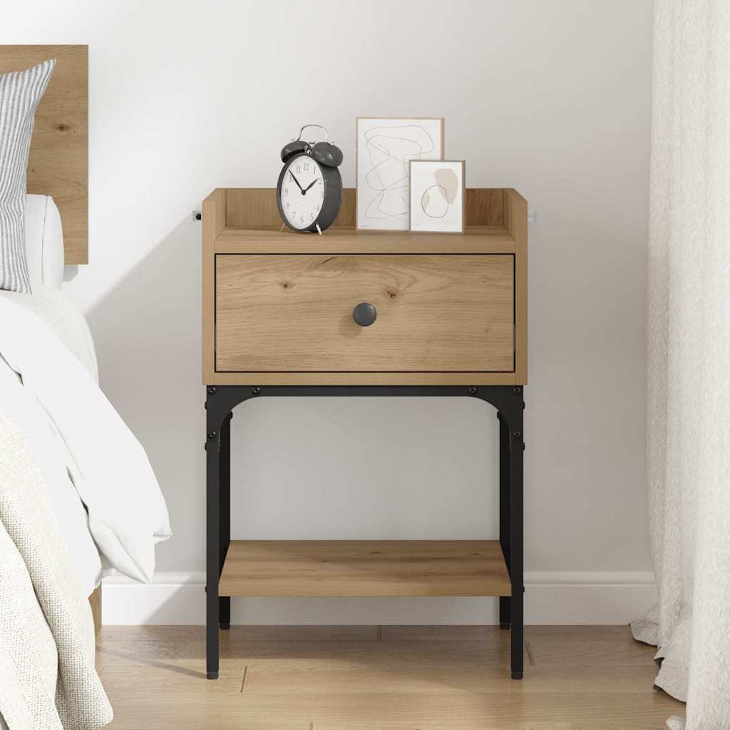 Bedside Table with Drawer Artisan oak Engineered wood