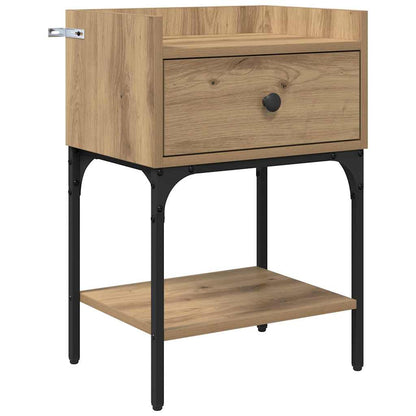 Bedside Table with Drawer Artisan oak Engineered wood