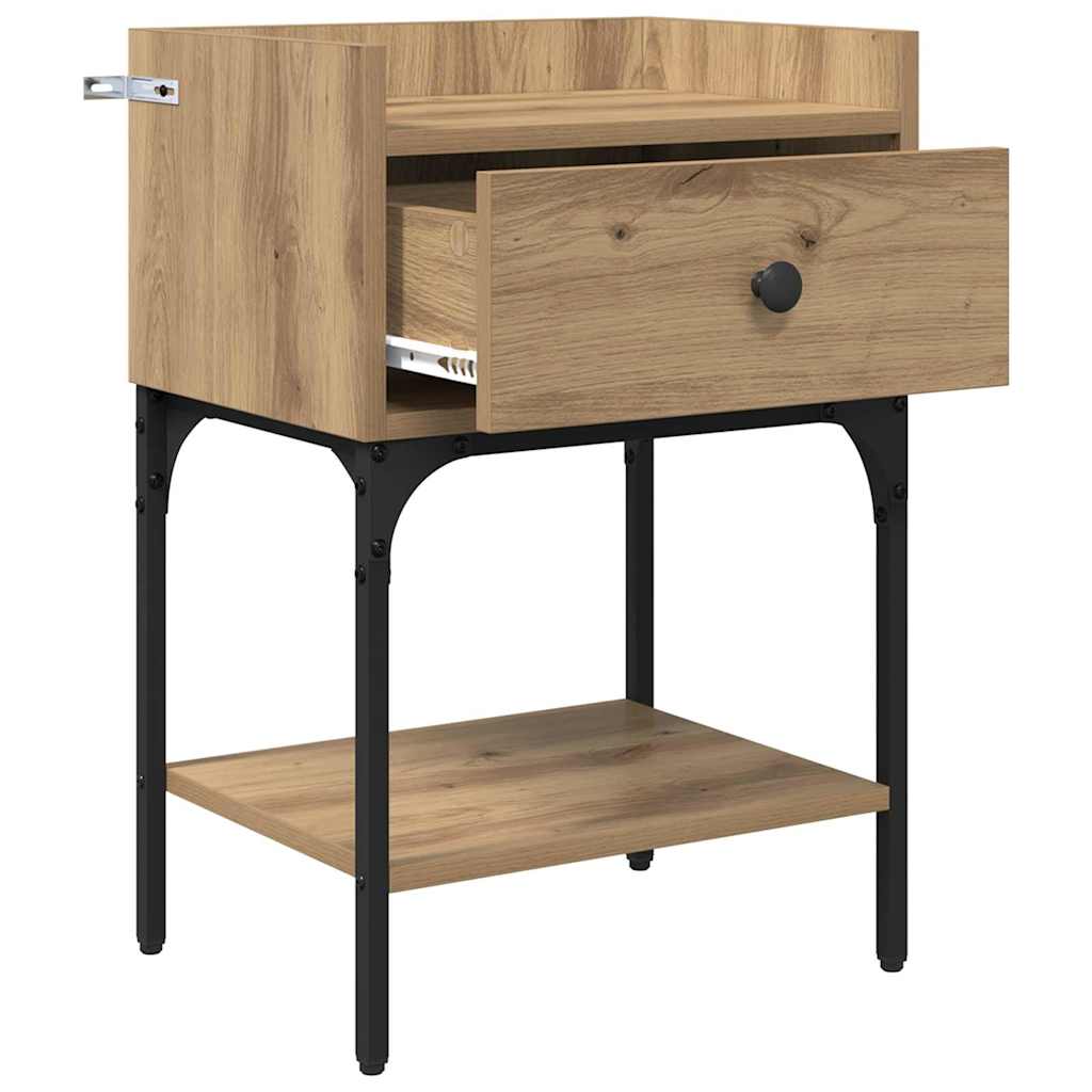Bedside Table with Drawer Artisan oak Engineered wood