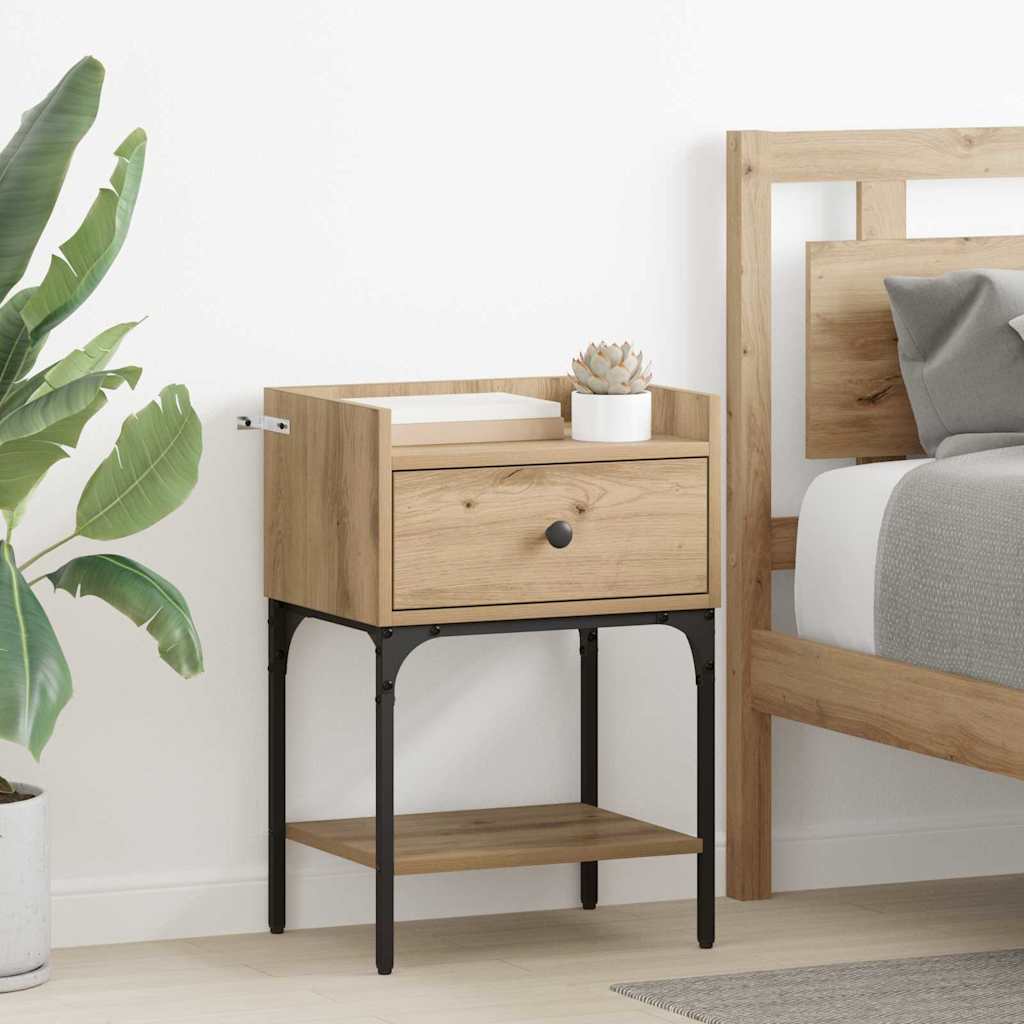 Bedside Table with Drawer Artisan oak Engineered wood
