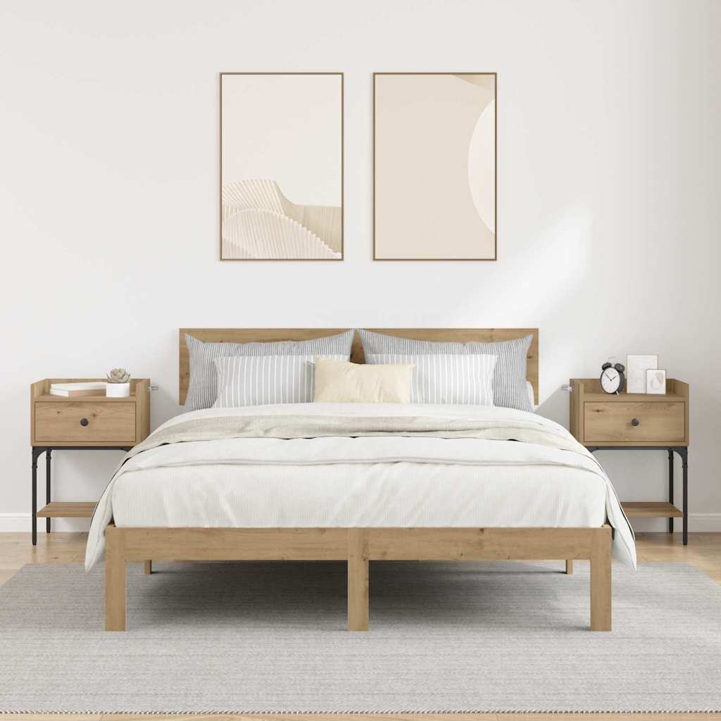 Bedside Table with Drawer Artisan oak Engineered wood