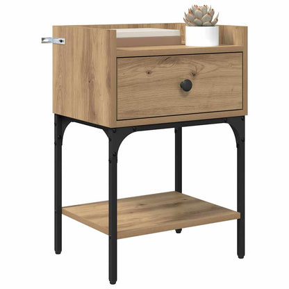 Bedside Table with Drawer Artisan oak Engineered wood