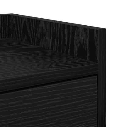 Bedside Table with Drawer Black oak Engineered wood