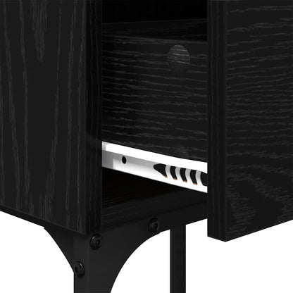 Bedside Table with Drawer Black oak Engineered wood