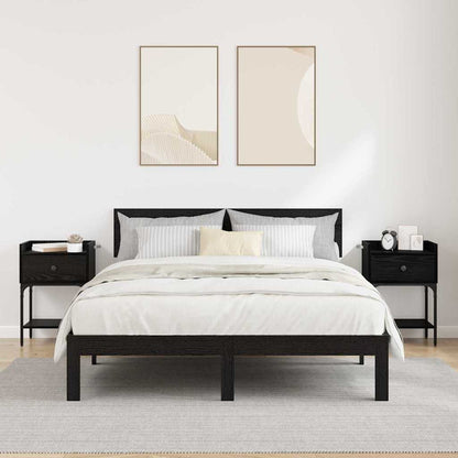 Bedside Table with Drawer Black oak Engineered wood