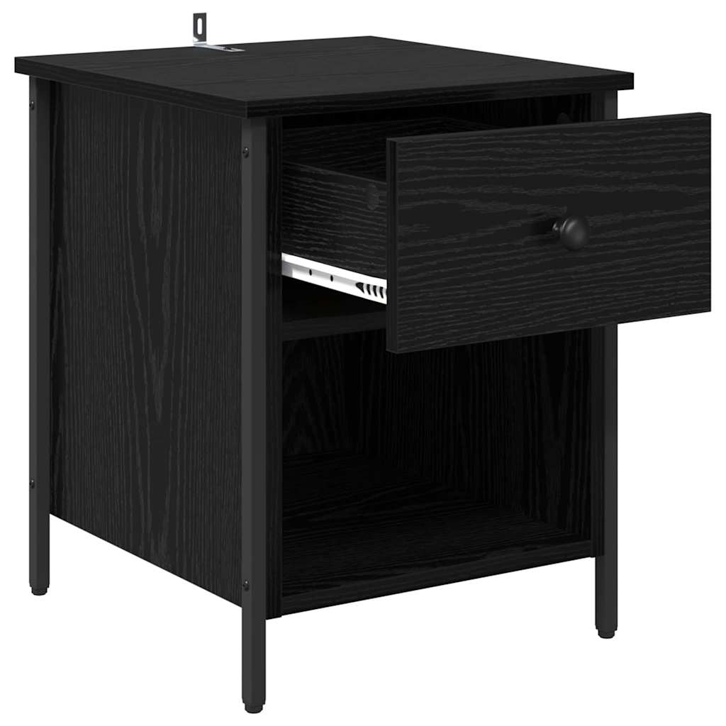 Bedside Cabinet Black oak 40 x 42 x 50 cm Engineered wood