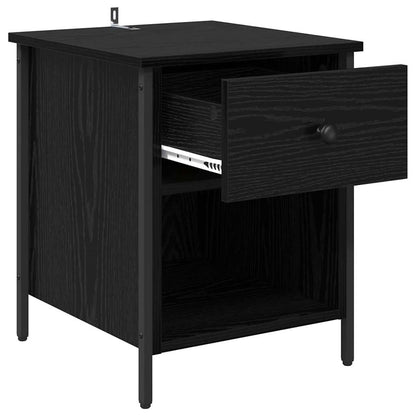 Bedside Cabinet Black oak 40 x 42 x 50 cm Engineered wood
