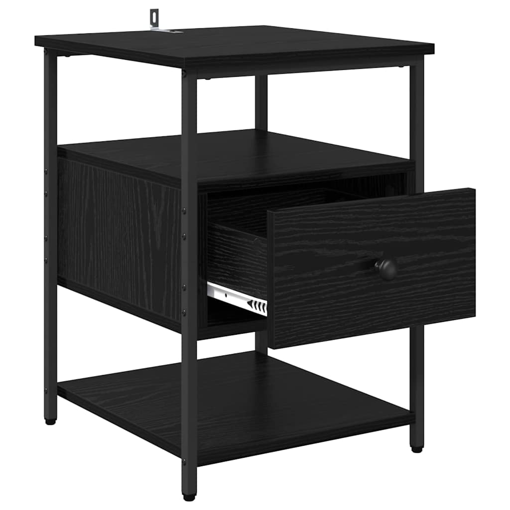 Bedside Cabinet Black oak 40 x 42 x 56 cm Engineered wood