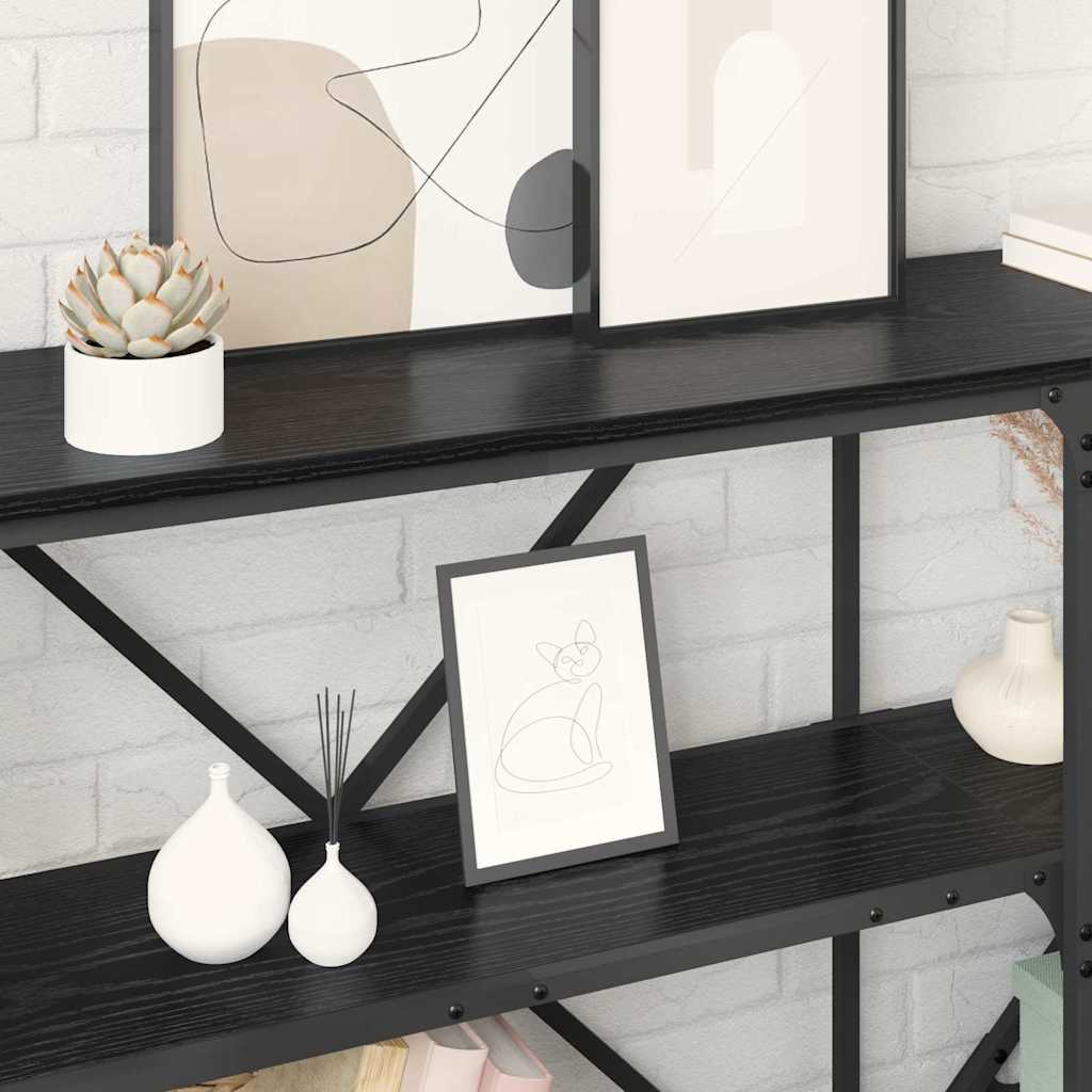 Console Table Black Oak 160 x 30 x 75 cm Engineered Wood