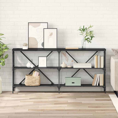 Console Table Black Oak 160 x 30 x 75 cm Engineered Wood