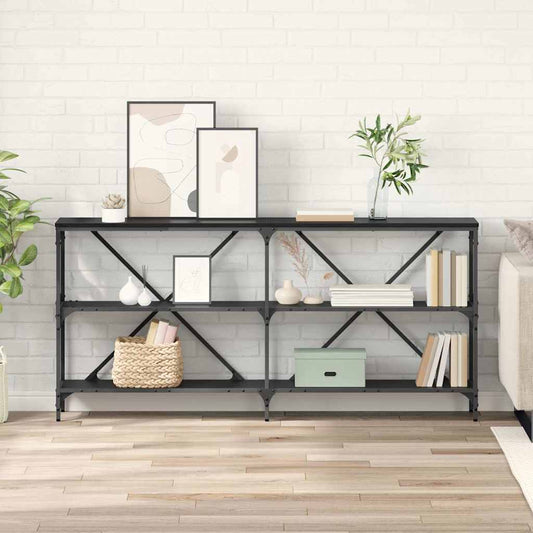 Console Table Black Oak 160 x 30 x 75 cm Engineered Wood