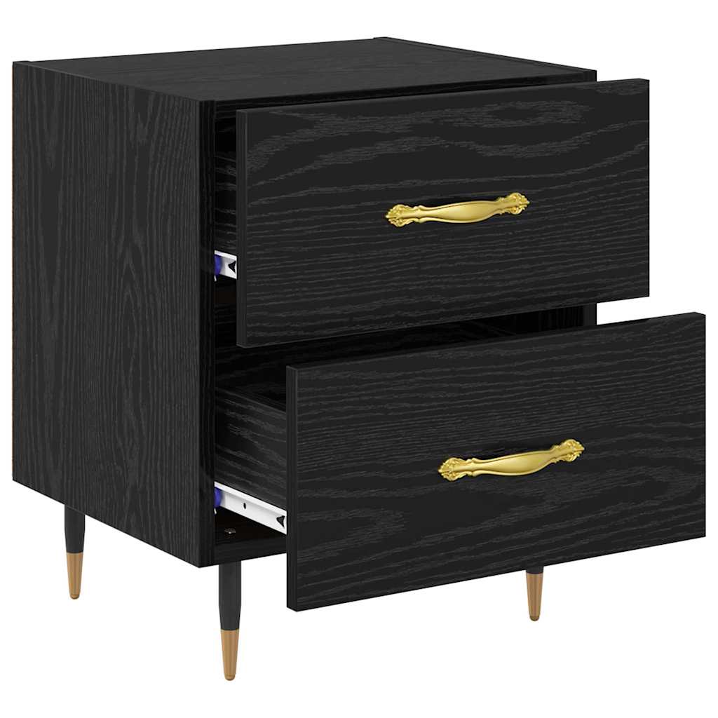 Bedside Cabinet Black oak 40 x 35 x 47.5 cm Engineered wood