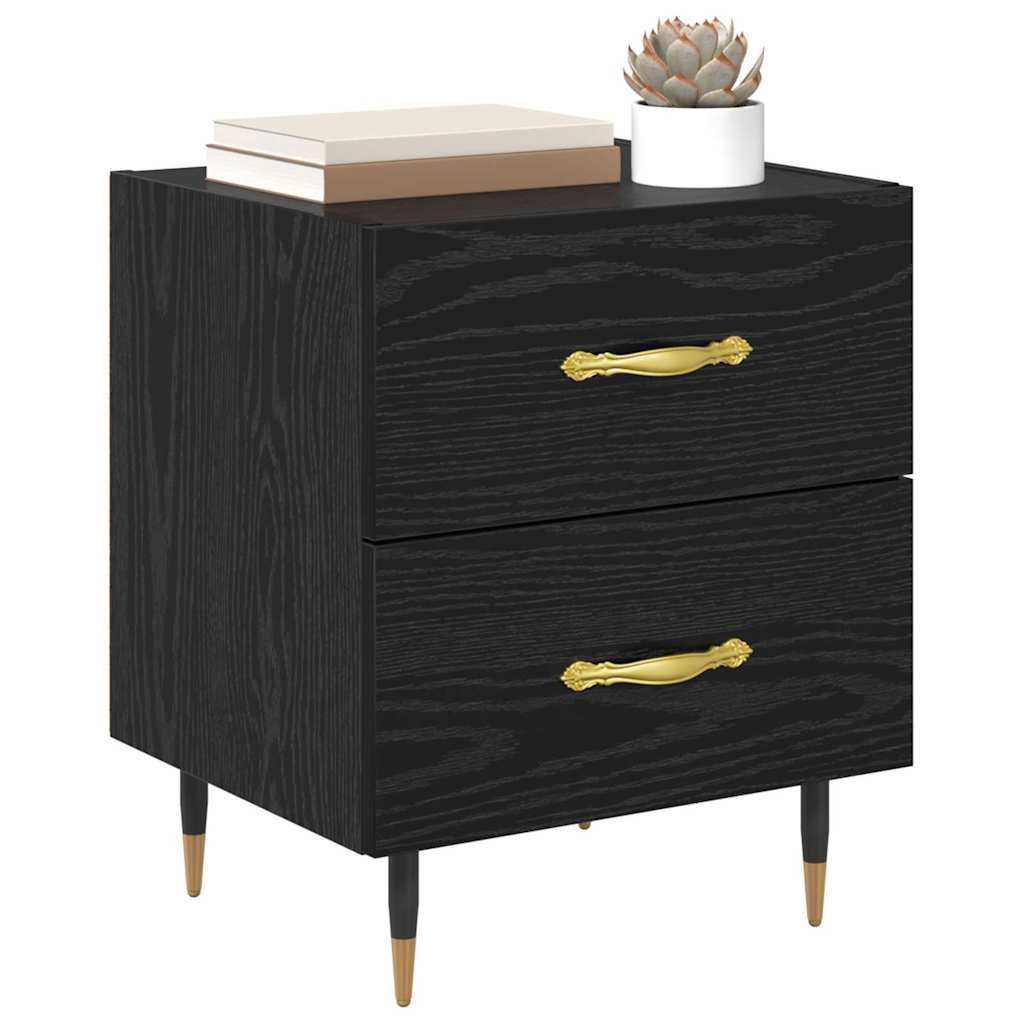 Bedside Cabinet Black oak 40 x 35 x 47.5 cm Engineered wood