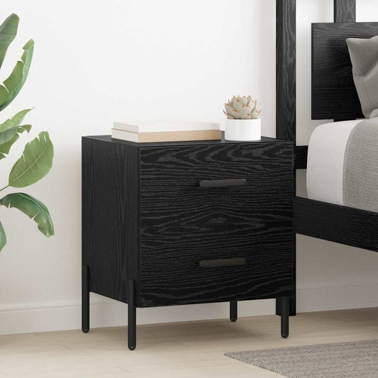 Bedside Cabinet with Drawer 2 pcs Black oak 40 x 35 x 47.5 cm