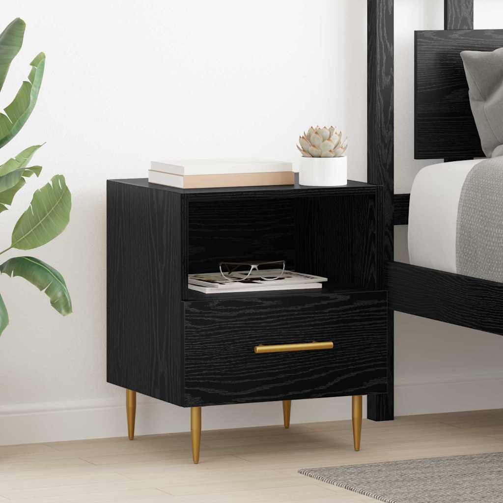 Bedside Table 2 pcs Black 40 x 35 x 47.5 cm Engineered wood