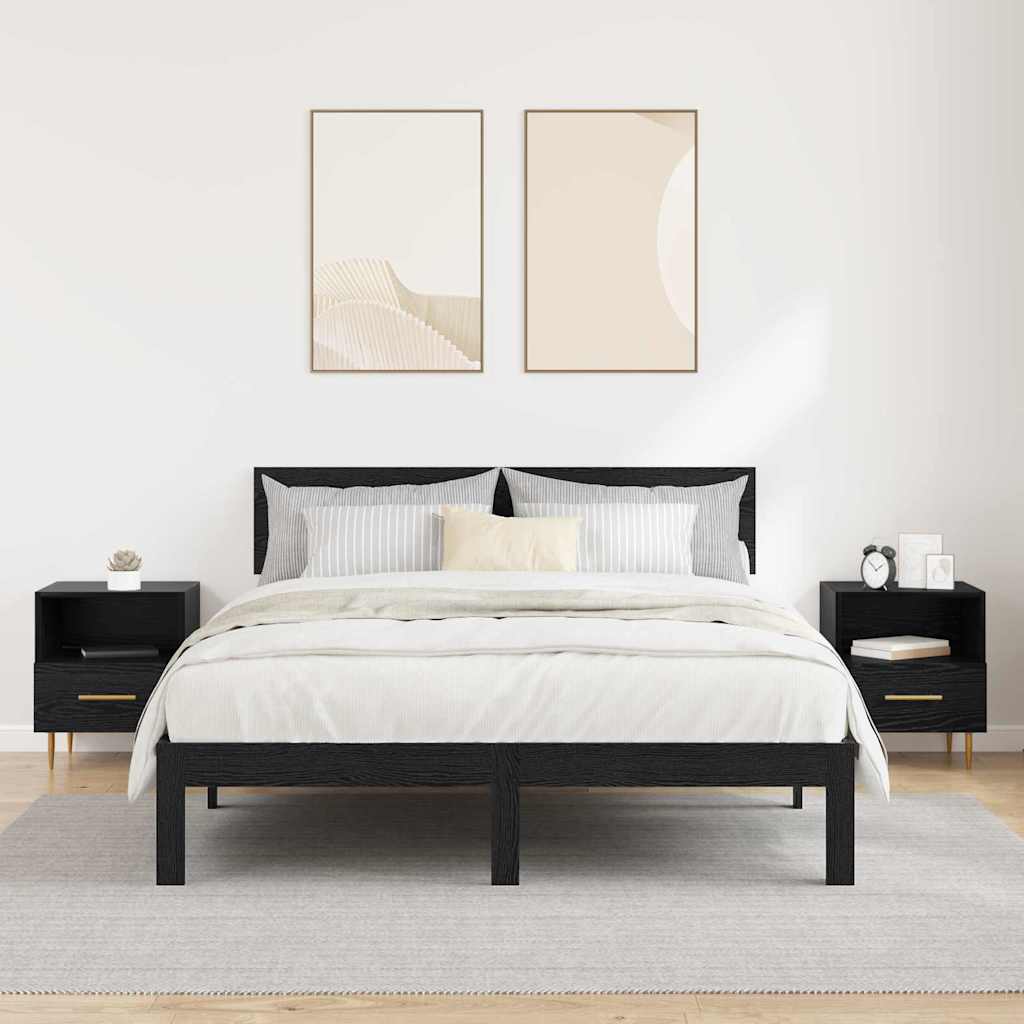 Bedside Table 2 pcs Black 40 x 35 x 47.5 cm Engineered wood