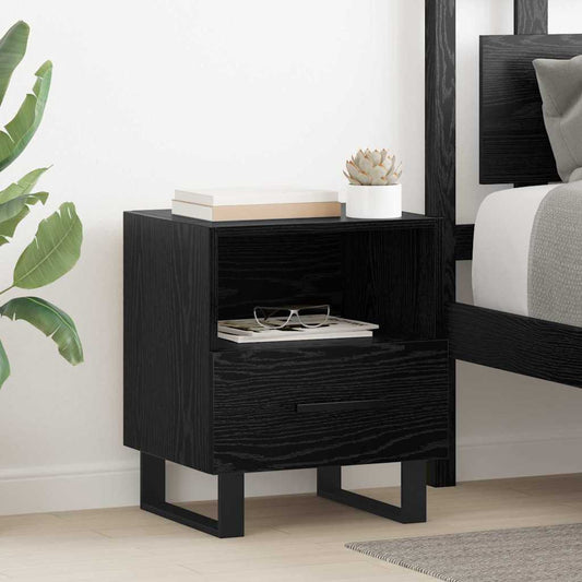 Bedside Cabinet with Drawer 2 pcs Black oak 40 x 35 x 47.5 cm