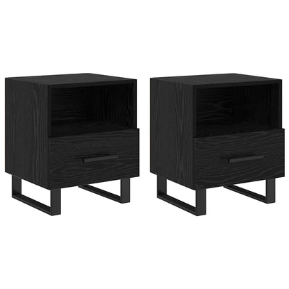 Bedside Cabinet with Drawer 2 pcs Black oak 40 x 35 x 47.5 cm