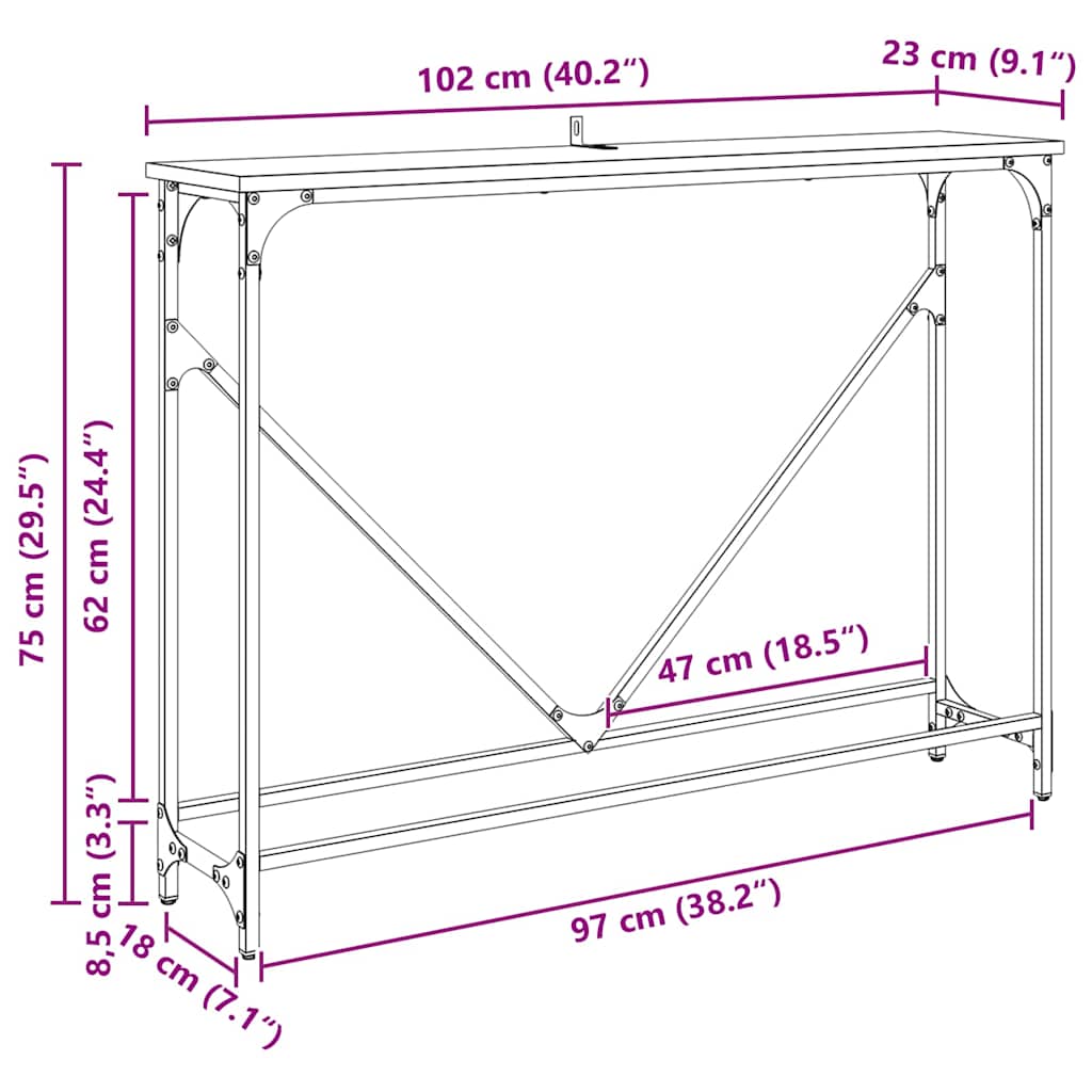 Console Table Manual Old Wood 102 x 23 x 75 cm Engineered Wood