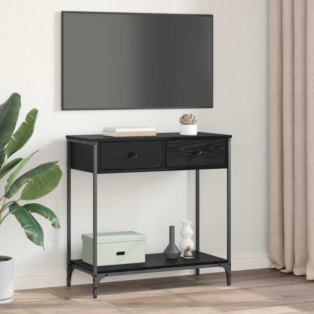 Console Table Black Oak 75 x 34.5 x 75 cm Engineered Wood