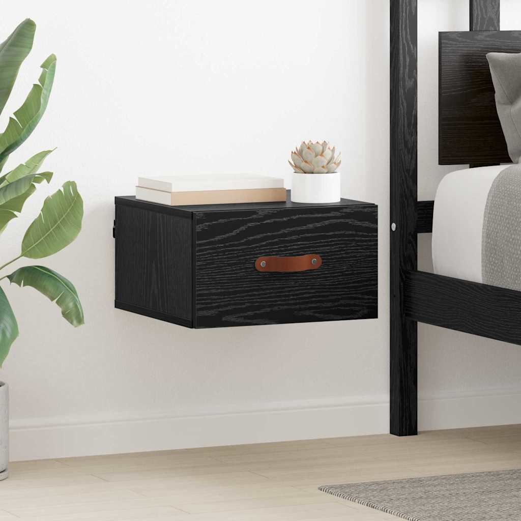 Wall-mounted Bedside Cabinet Black Oak 35 x 35 x 20 cm