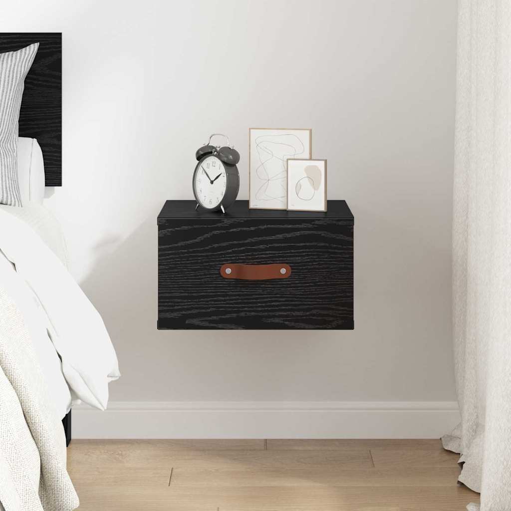 Wall-mounted Bedside Cabinet Black Oak 35 x 35 x 20 cm