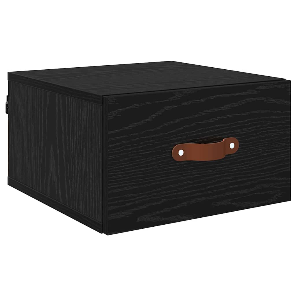 Wall-mounted Bedside Cabinet Black Oak 35 x 35 x 20 cm