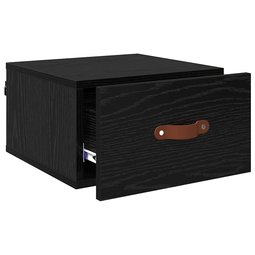 Wall-mounted Bedside Cabinet Black Oak 35 x 35 x 20 cm