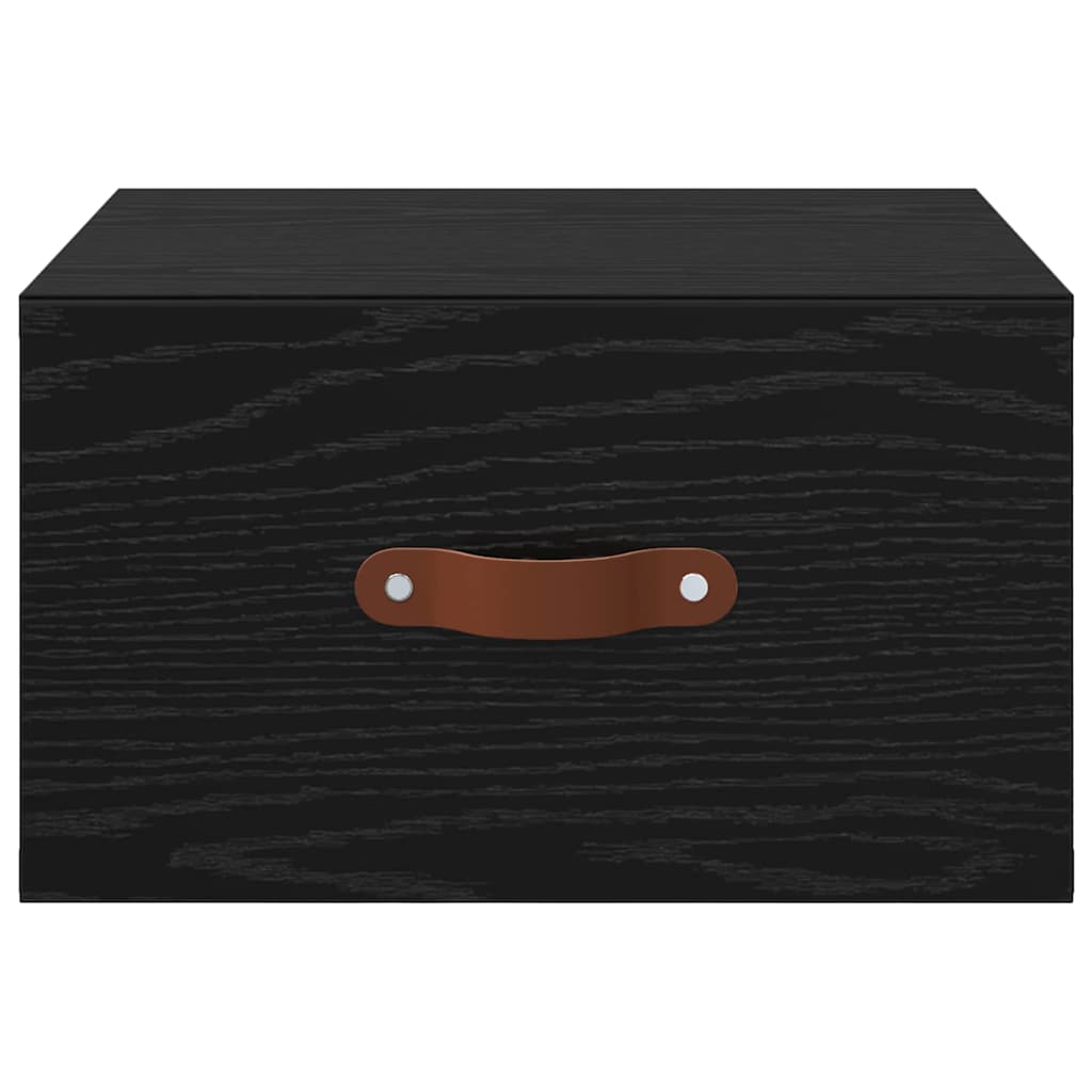 Wall-mounted Bedside Cabinet Black Oak 35 x 35 x 20 cm