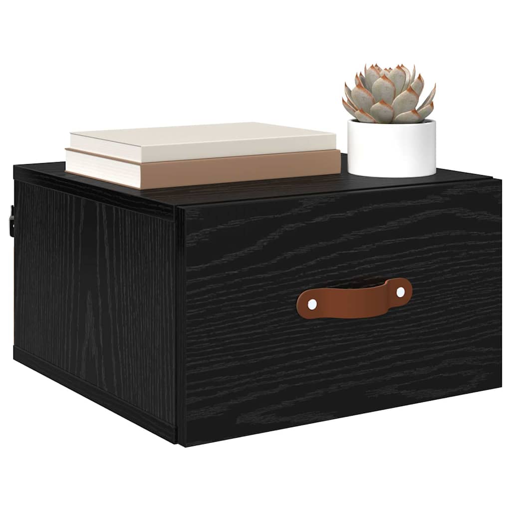 Wall-mounted Bedside Cabinet Black Oak 35 x 35 x 20 cm