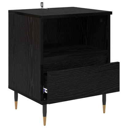 Bedside Cabinet Black Oak 40 x 35 x 50 cm Engineered Wood
