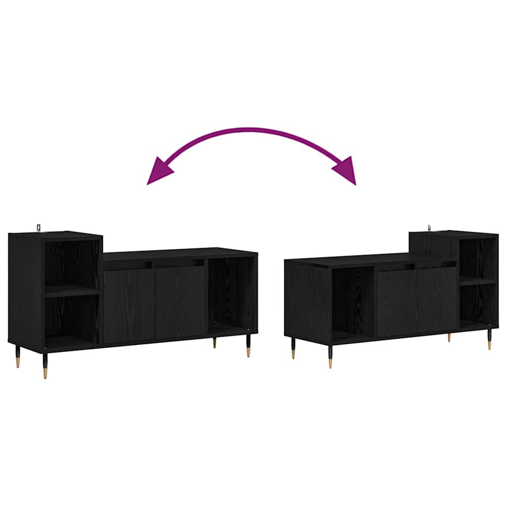 TV Cabinet Black Oak 100 x 35 x 55 cm Engineered Wood