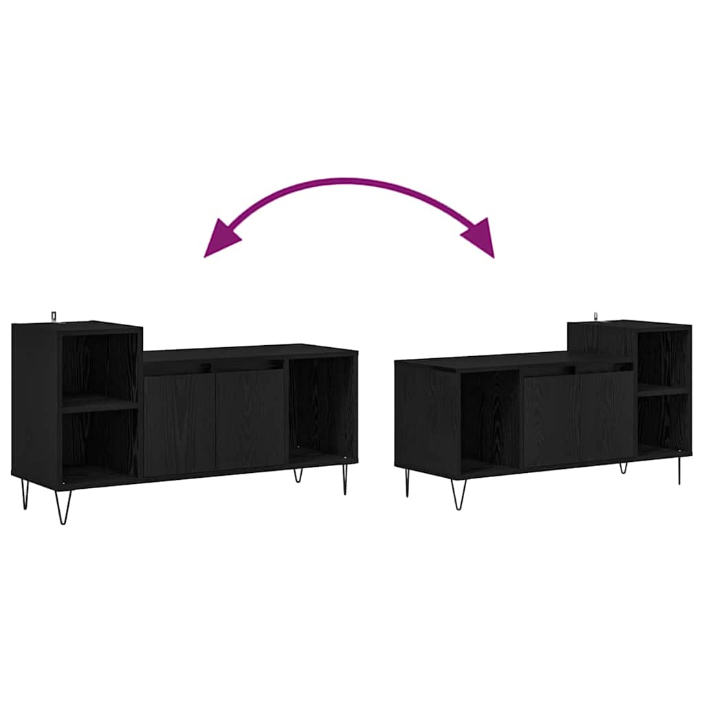 TV Cabinet Black Oak 100 x 35 x 55 cm Engineered Wood