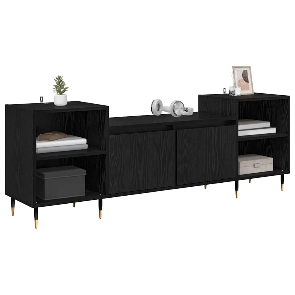 TV Cabinet Black Oak 160 x 35 x 55 cm Engineered Wood