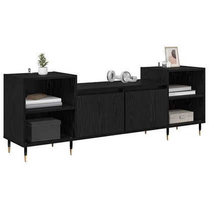 TV Cabinet Black Oak 160 x 35 x 55 cm Engineered Wood