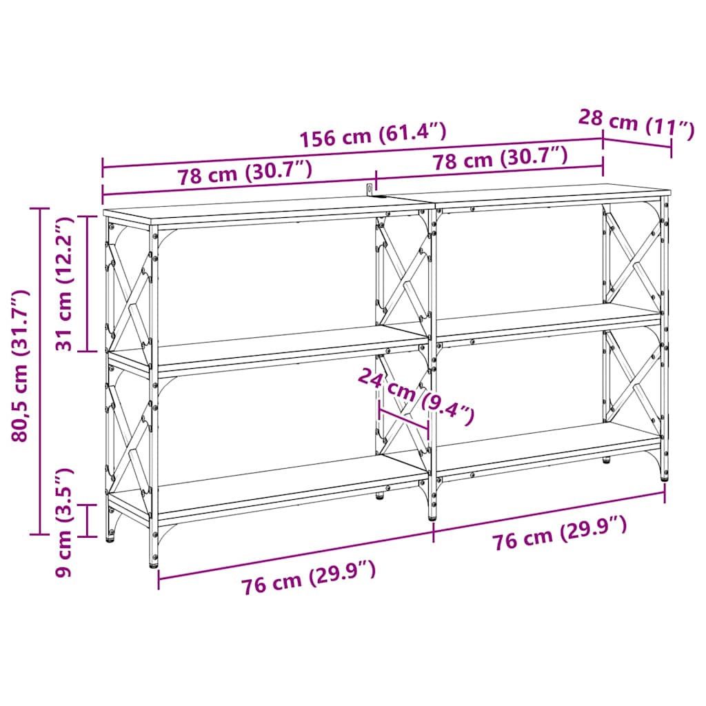 Console Table Old Wood 156 x 28 x 80.5 cm Engineered Wood
