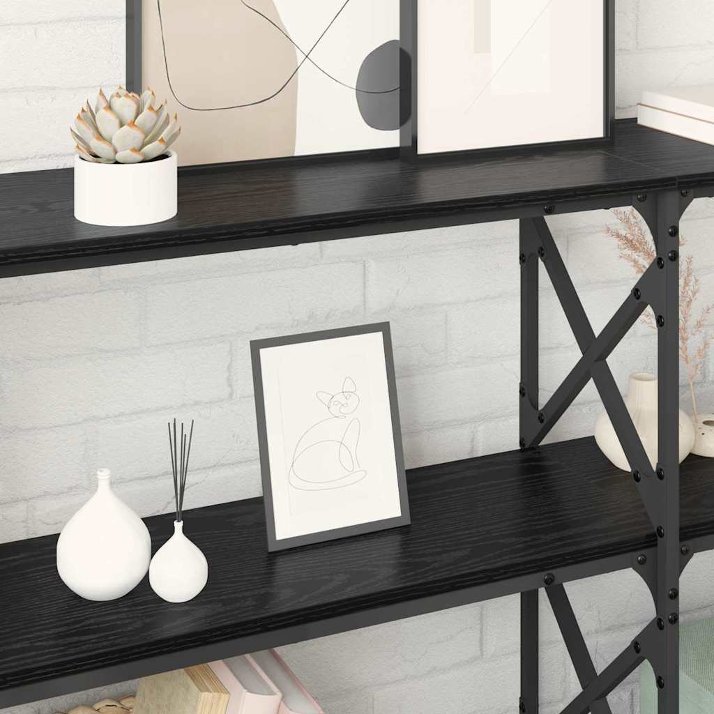 Console Table Black Oak 156 x 28 x 80.5 cm Engineered Wood