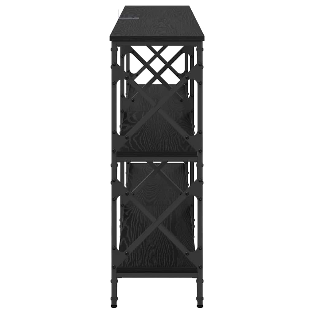 Console Table Black Oak 156 x 28 x 80.5 cm Engineered Wood
