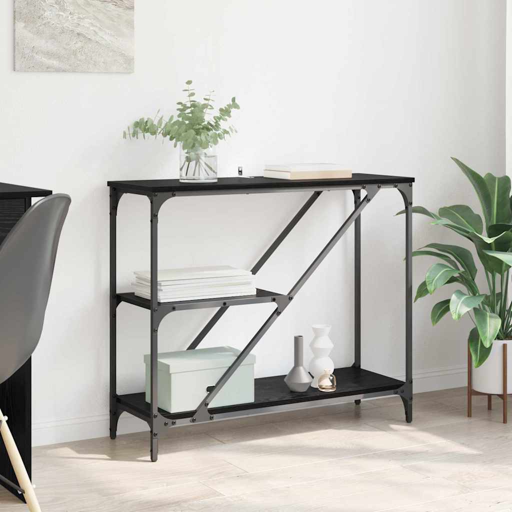 Console Table Black Oak 88.5 x 30 x 75 cm Engineered Wood