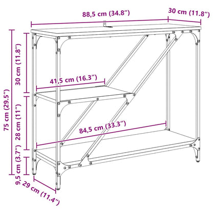 Console Table Black Oak 88.5 x 30 x 75 cm Engineered Wood