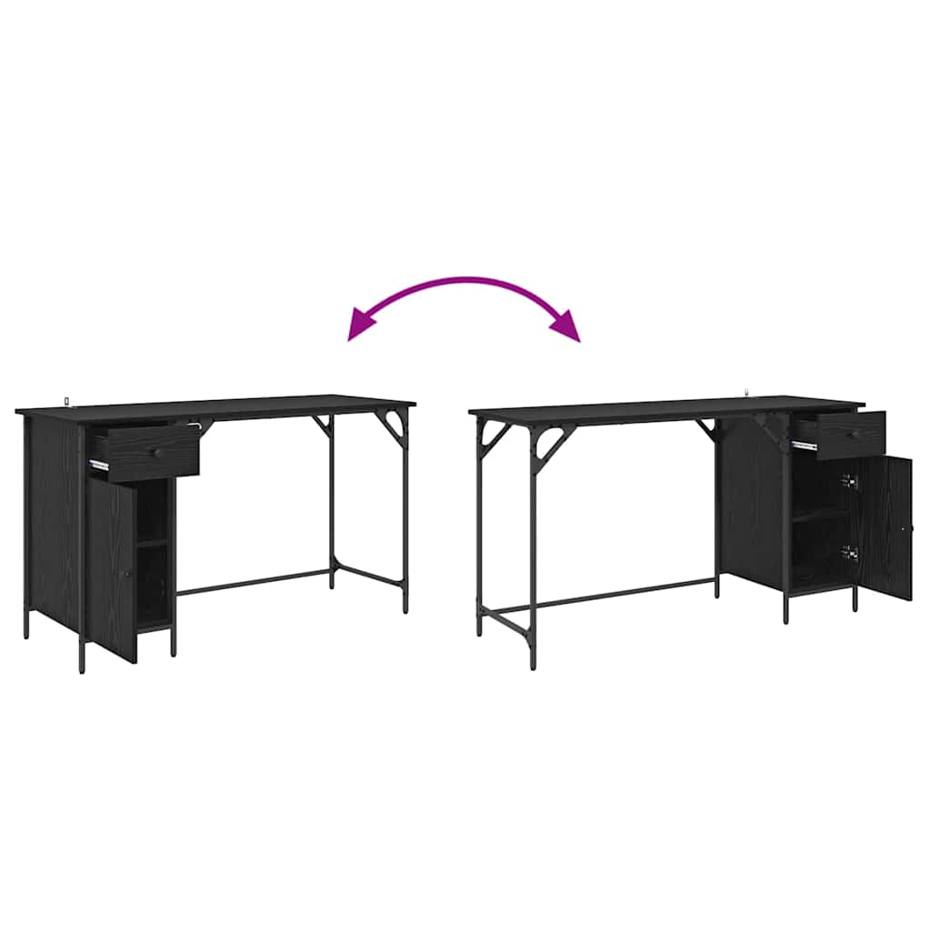 Computer Desk Black Oak 131 x 48 x 75 cm Engineered Wood