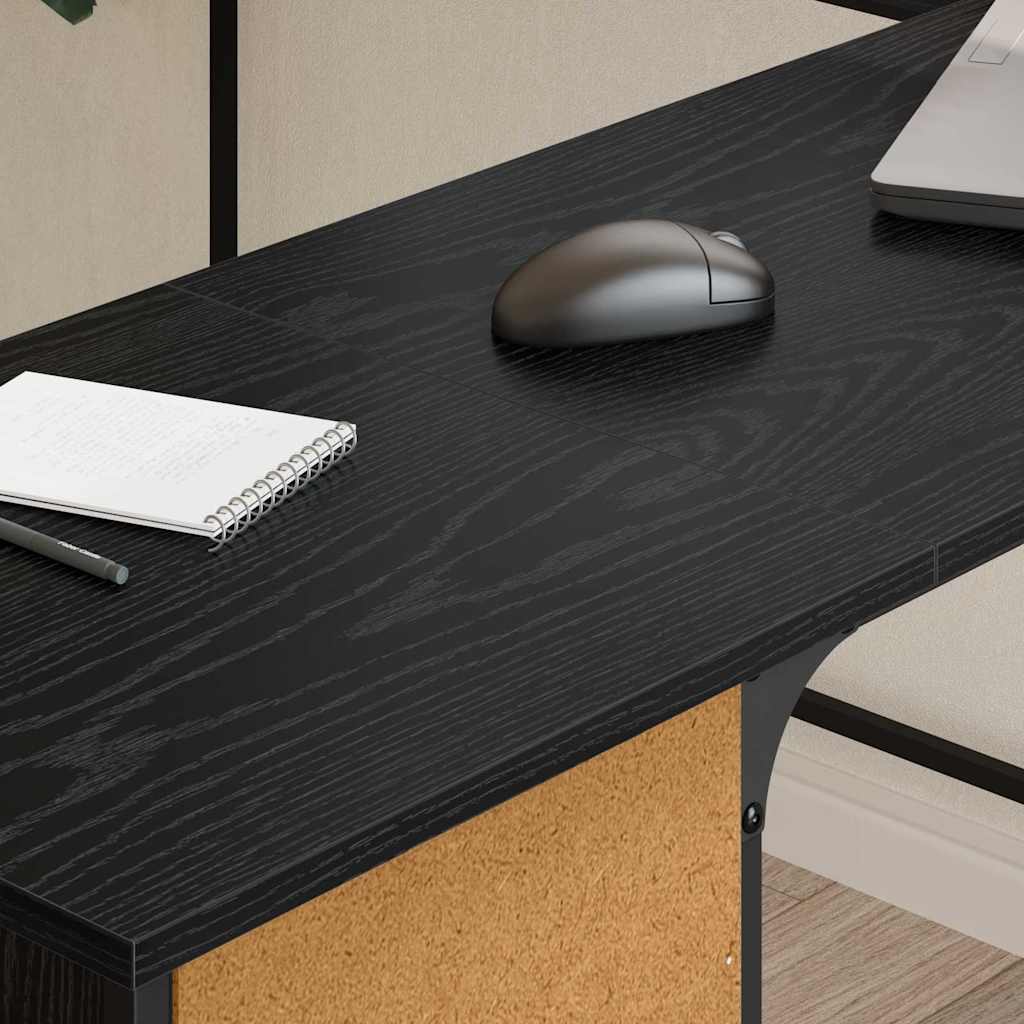 Desk Black Oak 141 x 141 x 75 cm Engineered Wood
