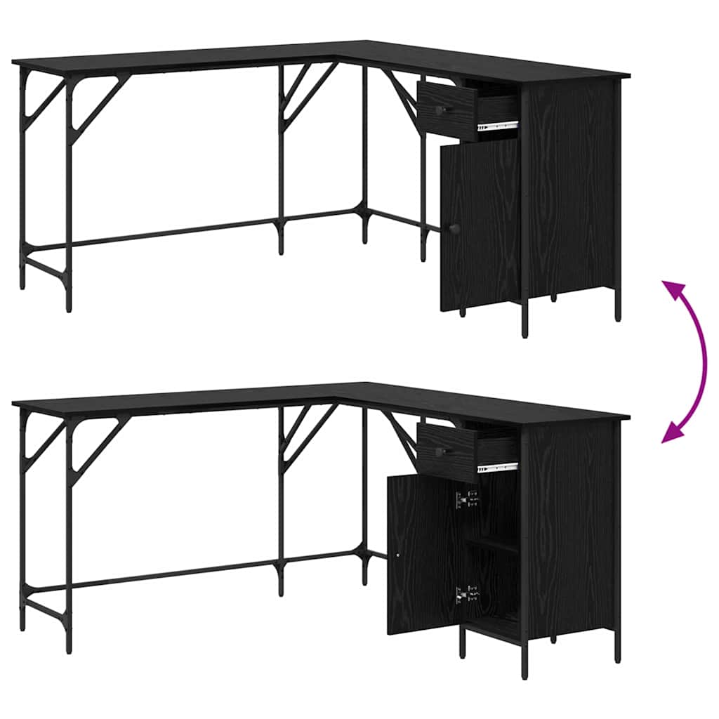 Desk Black Oak 141 x 141 x 75 cm Engineered Wood