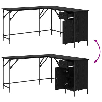 Desk Black Oak 141 x 141 x 75 cm Engineered Wood