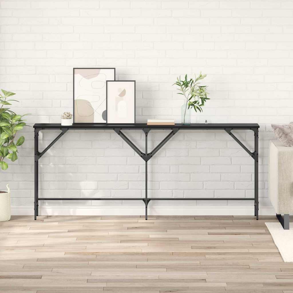 Console Table Black Oak 180 x 30 x 75 cm Engineered Wood