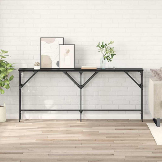 Console Table Black Oak 180 x 30 x 75 cm Engineered Wood
