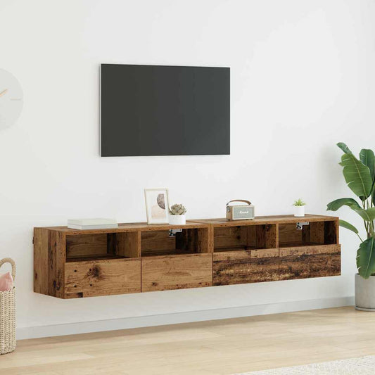 TV Wall Cabinets 2 pcs Old Wood 80 x 30 x 30 cm Engineered Wood