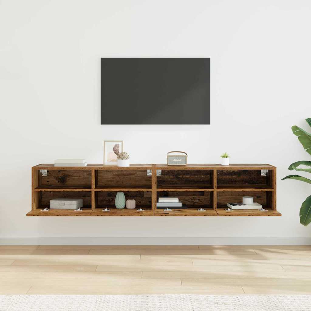 TV Wall Cabinets 2 pcs Old Wood 80 x 30 x 30 cm Engineered Wood