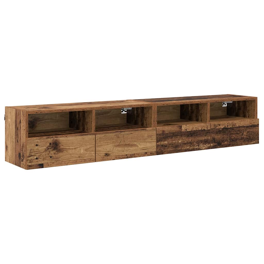 TV Wall Cabinets 2 pcs Old Wood 80 x 30 x 30 cm Engineered Wood