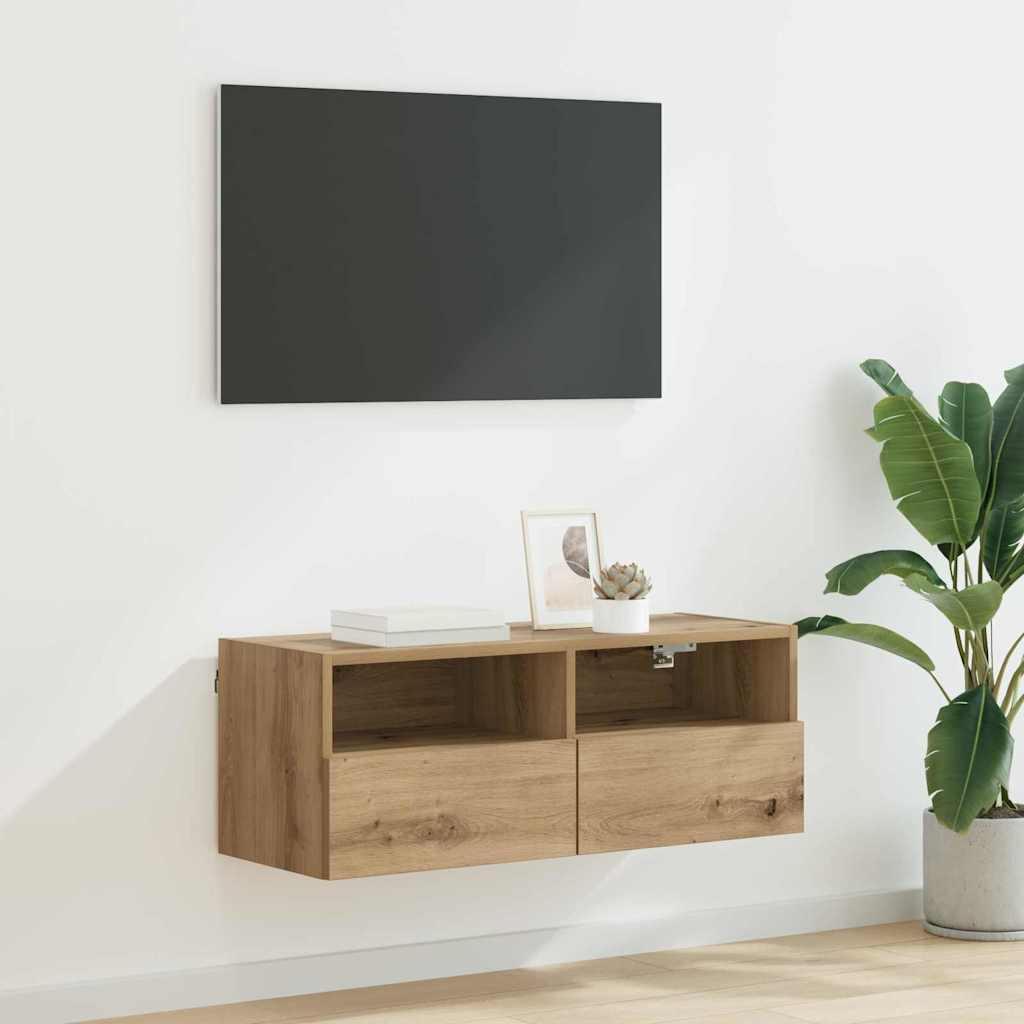TV Wall Cabinet Artisan Oak 80 x 30 x 30 cm Engineered Wood
